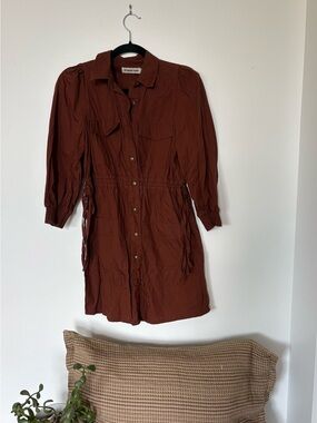 The Normal Brand Rust Brown Mini Shirt Dress